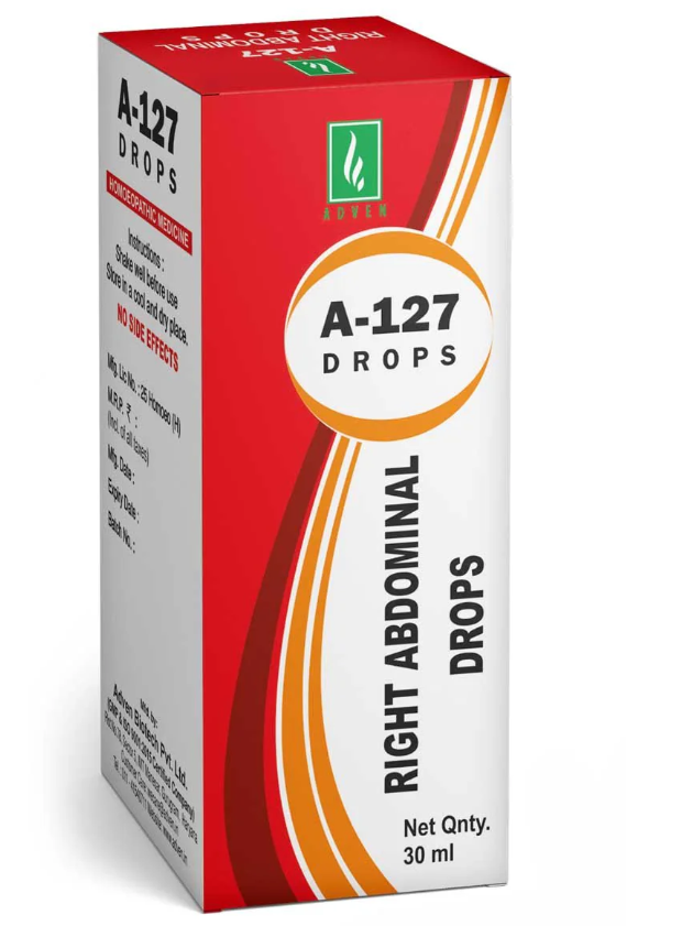 Adven A-127 Right Abdominal Drops for ovarian pain and abdominal comfort support
