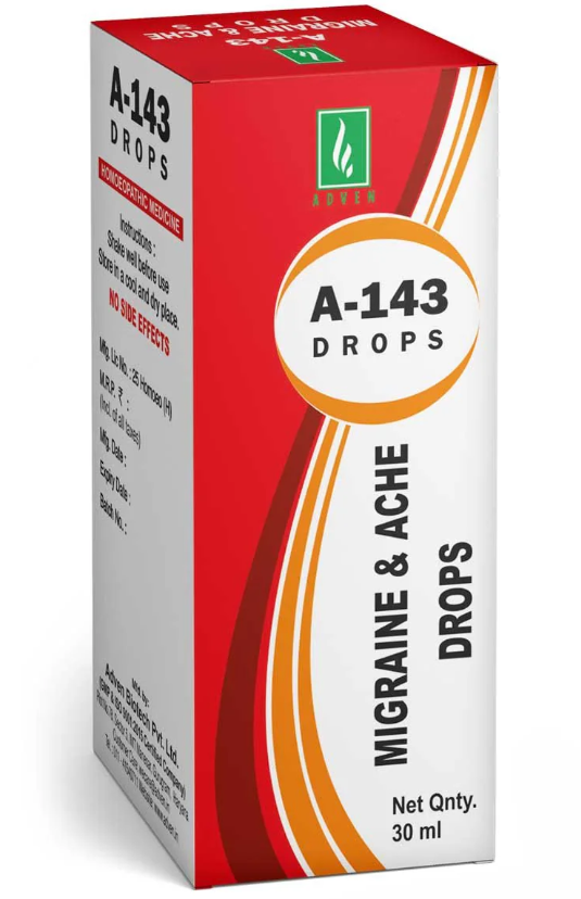 Adven A-143 Migraine & Ache Drops for headache and migraine relief