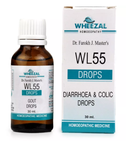 Wheezal WL55 Diarrhoea & Colic Drops for digestive relief and abdominal comfort support