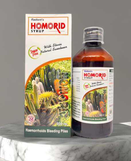 Radient HOMORID Sugar Free Syrup homeopathic medicine for piles hemorrhoids bleeding piles anal fissures