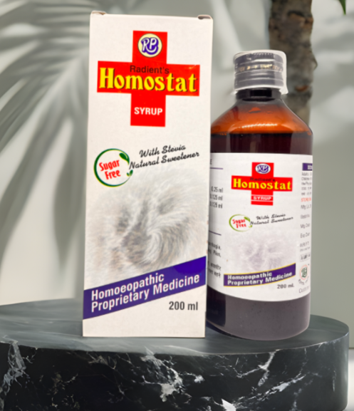 Radient HOMOSTAT Sugar Free Syrup for bleeding piles, heavy menstrual bleeding and nosebleeds