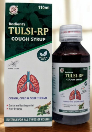 Radient TULSI-RP Cough Syrup for cough, cold, throat irritation and respiratory relief