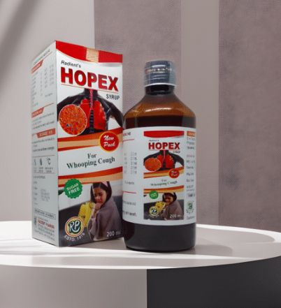 Radient HOPEX Sugar Free Syrup for cough, whooping cough, chest congestion and throat relief