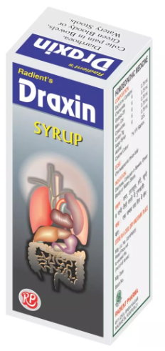 Radient DRAXIN Syrup for diarrhea relief, gastro enterocolitis treatment, bowel pain, watery stools and digestive support