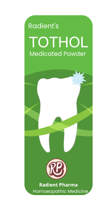 Radient TOTHOL Powder homeopathic tooth powder for gum health, fresh breath and oral care