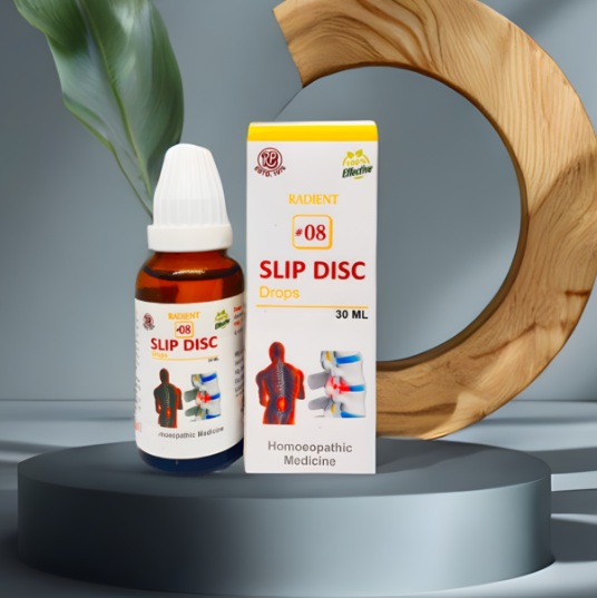 Radient 08 Slip Disc Drops homeopathic medicine for slip disc, lower back pain, lumbar pain and spinal support