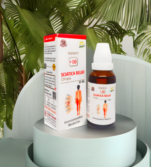 Radient 10 Sciatica Relief Drops homeopathic medicine for sciatica, nerve pain, lower back pain and leg pain
