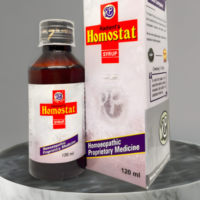 Radient HOMOSTAT Syrup for heavy menstrual bleeding, bleeding piles, nosebleeds and vascular health support.