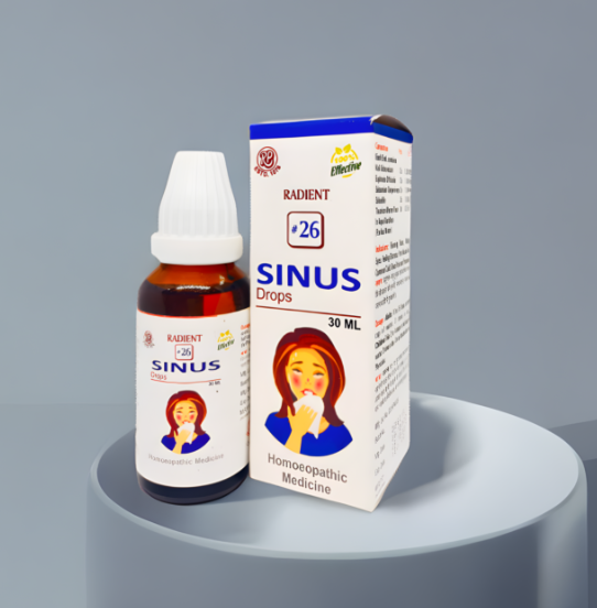 Radient 26 Sinus Drops homeopathic medicine for sinusitis, nasal congestion, post-nasal drip, sinus pressure and runny nose