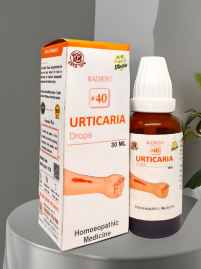 Radient 40 Urticaria Drops homeopathic medicine for hives, urticaria, allergic skin rashes and itching