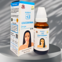 Radient 43 Leucoderma Drops homeopathic medicine for vitiligo, white patches and skin pigmentation support