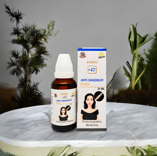 Radient 47 Anti-Dandruff Drops homeopathic medicine for dandruff, dry scalp, itching and scalp flaking