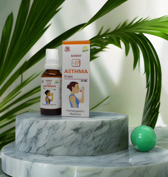Radient 27 Asthma Drops homeopathic medicine for bronchial asthma, wheezing, bronchitis, cough and breathing support