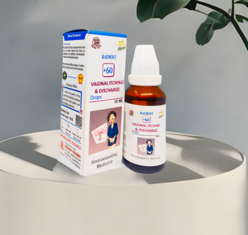 Radient 60 Vaginal Itching & Discharge Drops homeopathic medicine for vaginal itching, discharge and feminine wellness