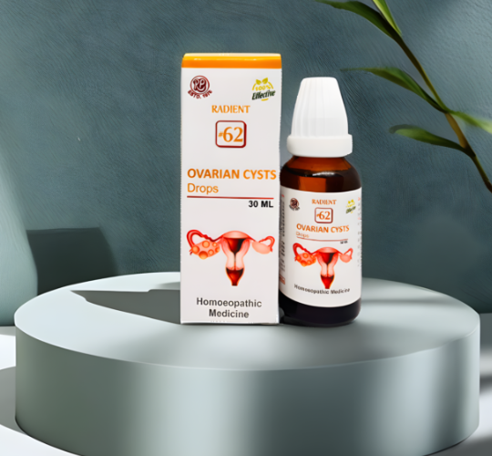 Radient 62 Ovarian Cysts Drops homeopathic medicine for ovarian health, PCOS support and menstrual wellness