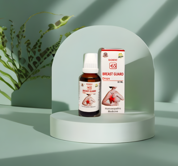 Radient 65 Breast Guard Drops homeopathic medicine for breast health, breast tenderness and women's wellness