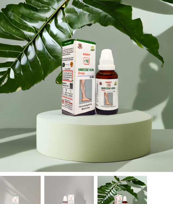 Radient 70 Varicose Vein Drops homeopathic medicine for vein health, circulation support and leg heaviness