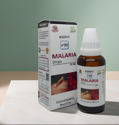 Radient 99 Malaria Drops homeopathic medicine for supportive care during malarial fever and recovery