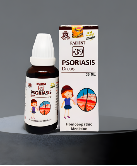 Radient 39 Psoriasis Drops homeopathic medicine for psoriasis, eczema, dry itchy skin and skin health