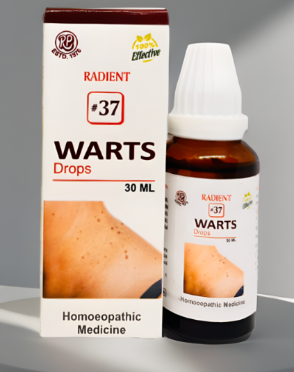 Radient 37 Warts Drops homeopathic medicine for common warts, plantar warts, flat warts and corns