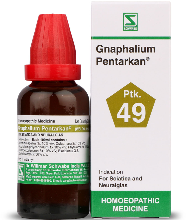 Dr Willmar Schwabe India Gnaphalium Pentarkan Ptk 49 for sciatica neuralgia